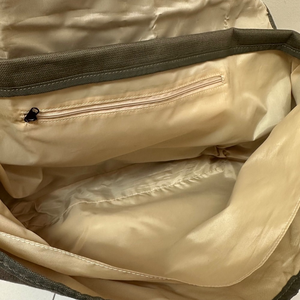 Harris Tweed Messenger Bag Base Control Olive Green Wool Canvas Crossbody Large - Picture 8 of 16